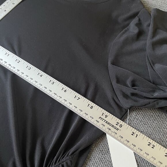 NEW Croft & Barrow Side Ruched‎  3/4 Sleeve Draped Black Shirt NWT Womens Medium - Picture 9 of 12